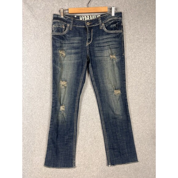 Hydraulic Boot Cut Jeans Women’s 11/12 Cropped Embroidered Stretch #99678 - Picture 1 of 12